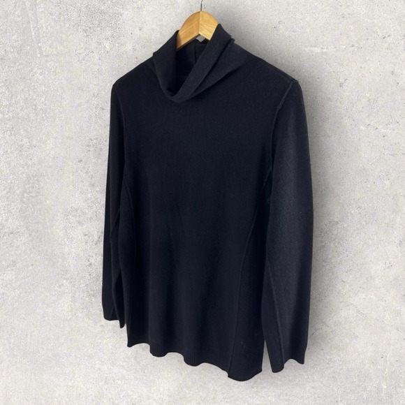 J. Jill Sweater Italian Yarn Wool Cashmere Turtleneck Tunic Black Size Large - Picture 3 of 14